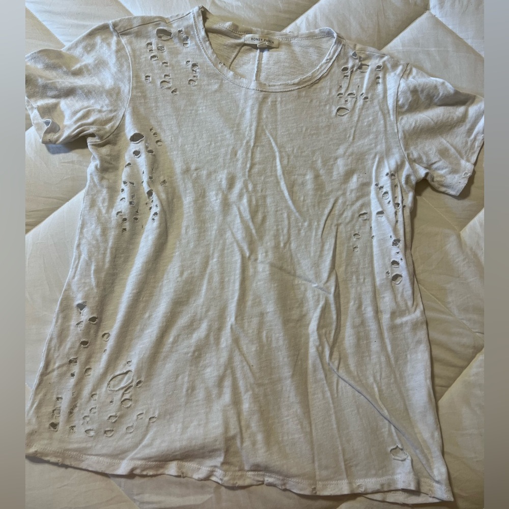 Distressed women’s tee.